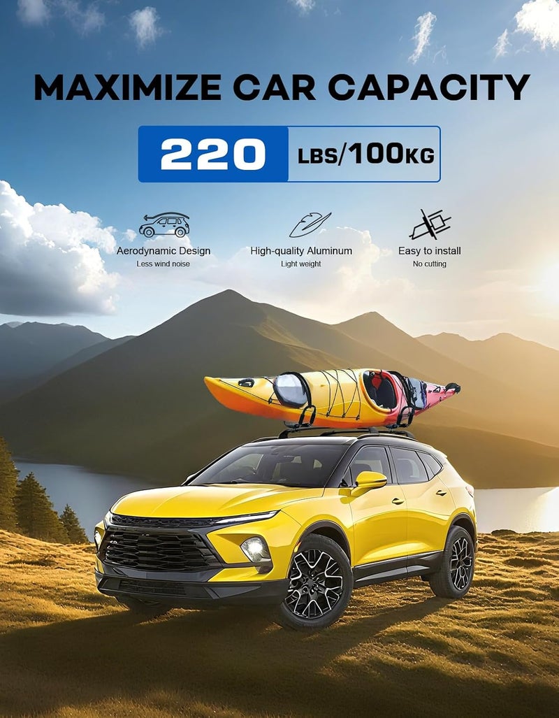 wonderdriver Roof Rack Cross Bars 220lbs Compatible with Chevy Chevrolet Blazer EV 2024 2025 2026,Heavy Duty All-Metal Aluminum Roof Rails Crossbars Cargo Canoe - Image 3